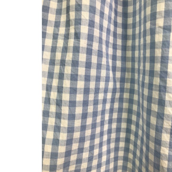 No Comment Blouse Womens Sz M Blue Gingham Check Off The Shoulder Top Sleeve Tie - Picture 7 of 9